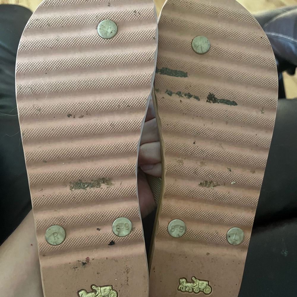 Coach Brown and Cream Flip Flops - Picture 3 of 3